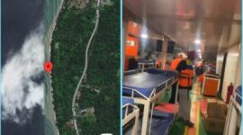 Kiri | Kiriman lokasi yang diduga karamnya KM Bunda Maria. Kanan | Situasi dalam kapal.